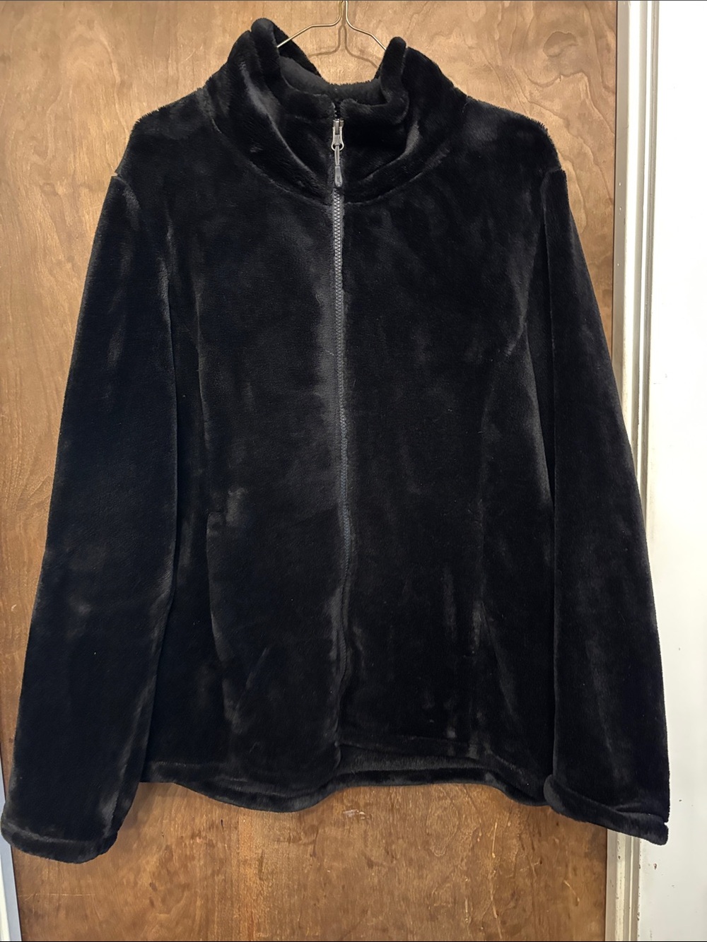 32 Degrees Black Plush Zip-Up Teddy Jacket